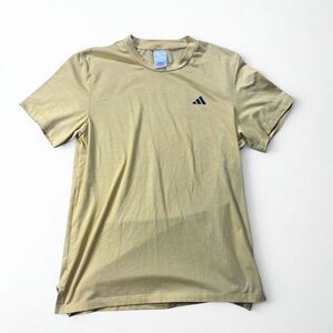 Adidas Athletic Shirt Men Small Yellow Performance Short Sleeve Logo Tee